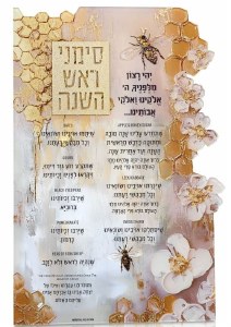 Picture of Lucite Simanim Card Honeycomb Design Edut Mizrach Gold 5.5" x 8"